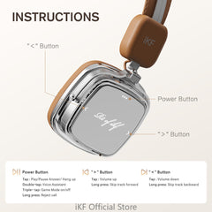 iKF R2 Wireless Retro Headphones Bluetooth V 5.4 ENC HiFi Sound Quality,60 Hours of Battery Life Listen to Music Game Mode ,Throwback Design OOTD Supports Wired/wireless