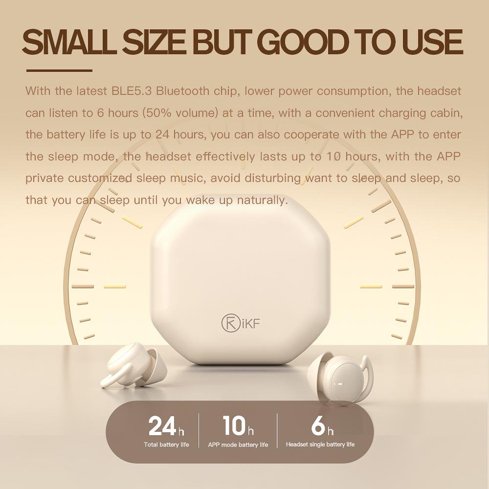 iKF Sun Invisible Sleep Earbuds Wireless Earphones Smallest Lightest Tiny Noise Cancelling Ear Buds for Sleeping Quiet-Comfort Mini Sleepbuds Bluetooth 5.3 Hidden Headphones for Side Sleepers/Work