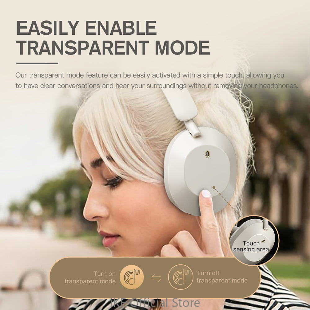 iKF Solo Wireless Bluetooth Headphones Active Noise Cancelling Over-ear Wired Headset,HiFi Stereo Deep Bass with Microphone, Foldable Lightweight Bluetooth for iPhone Andriod
