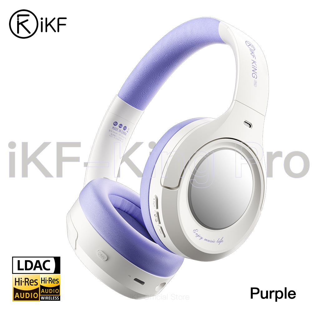 iKF King Pro 3.0 Active Noise Cancelling Bluetooth Wireless Headphones Hi-Res Audio Normal Battery Life Mode 170H 38ms Low Latency Mode