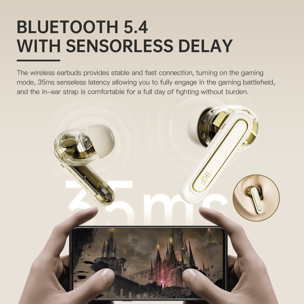 iKF Ultra Wireless Earbuds Active Noise Reducation Bluetooth Earphones Dual-Decive Connection ENC Call Reducation Game Mode