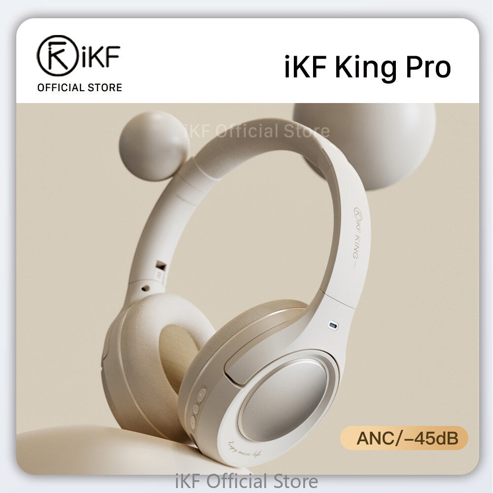 iKF King Pro Active Noise Cancelling Bluetooth Wireless Headphone Po