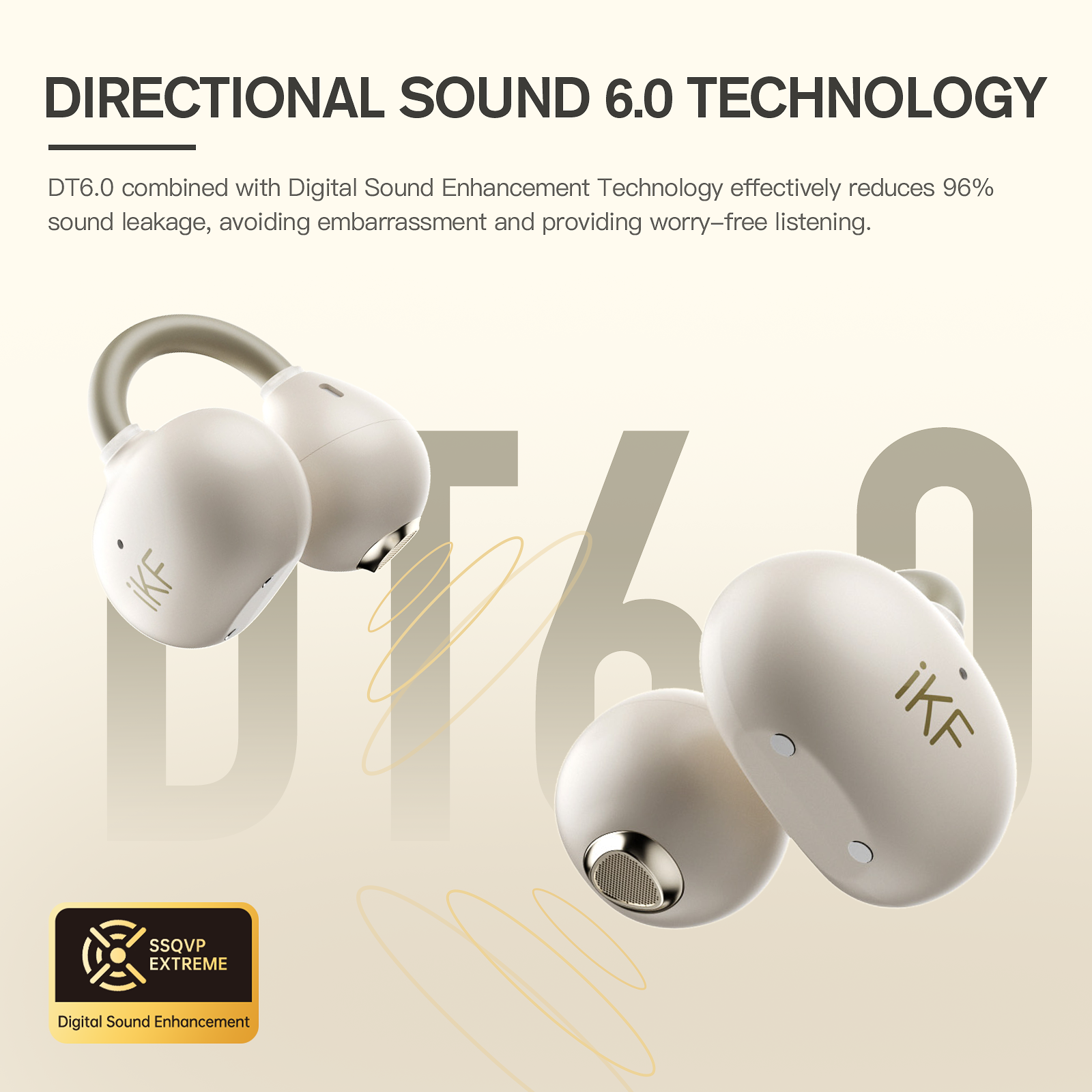 iKF Air Clip Open-Ear TWS Earbuds Wireless Air Conduction Earphones Sports Ear Clips ENC Calling Reducation DT6.0