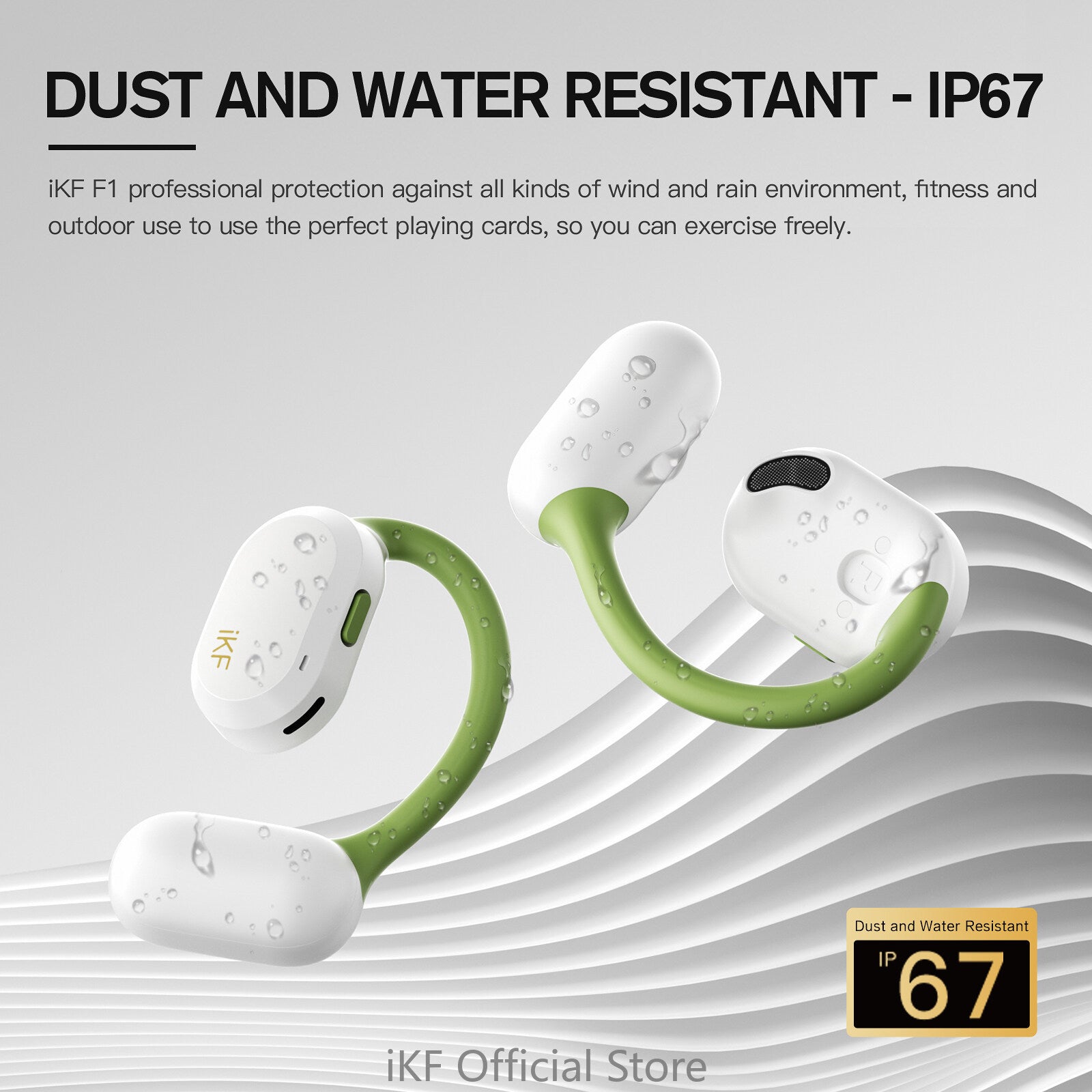 iKF F1 Open Ear True Wireless Earphones Bluetooth OWS Sport ENC Earbuds With Mic IP67 Waterproof HiFi Sound