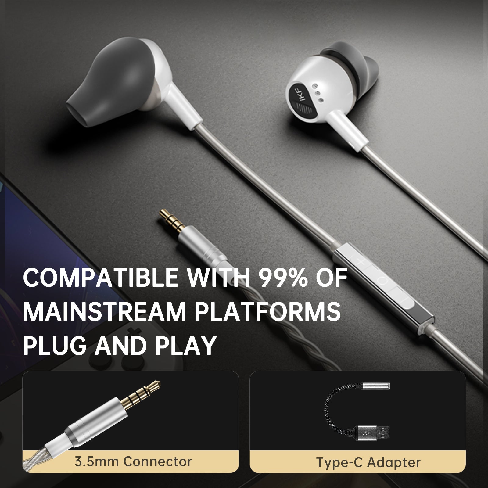 iKF Yanjing Wired Earphones Gaming Earbuds with Tactical Sound