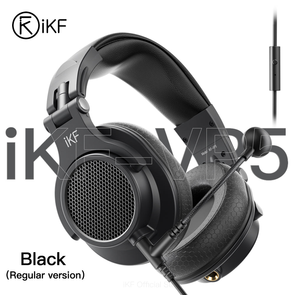 iKF VP5 HiFi Monitor Headphone Game Esports Wired Headset 3.5MM With Microphone Cable