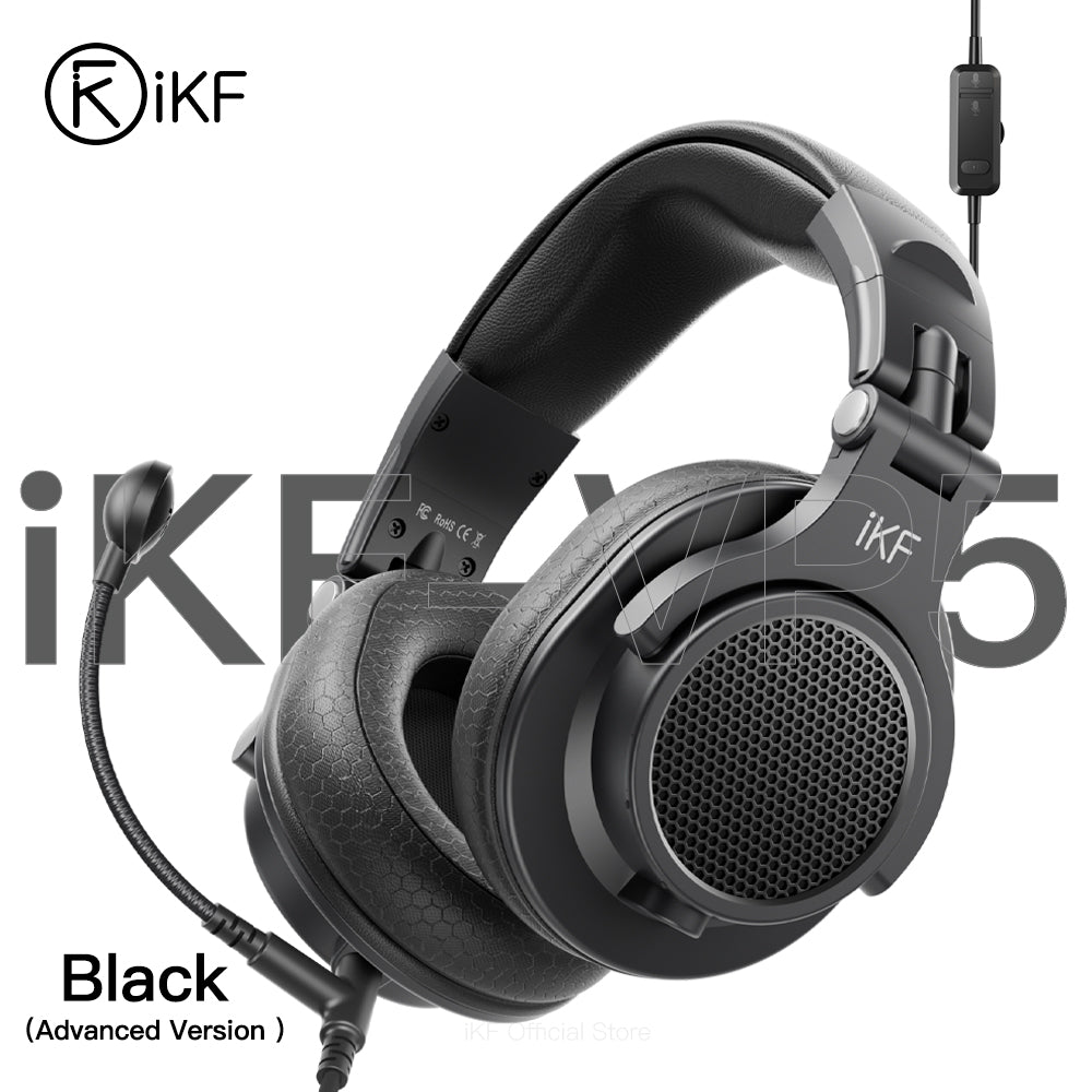 iKF VP5 HiFi Monitor Headphone Game Esports Wired Headset 3.5MM With Microphone Cable