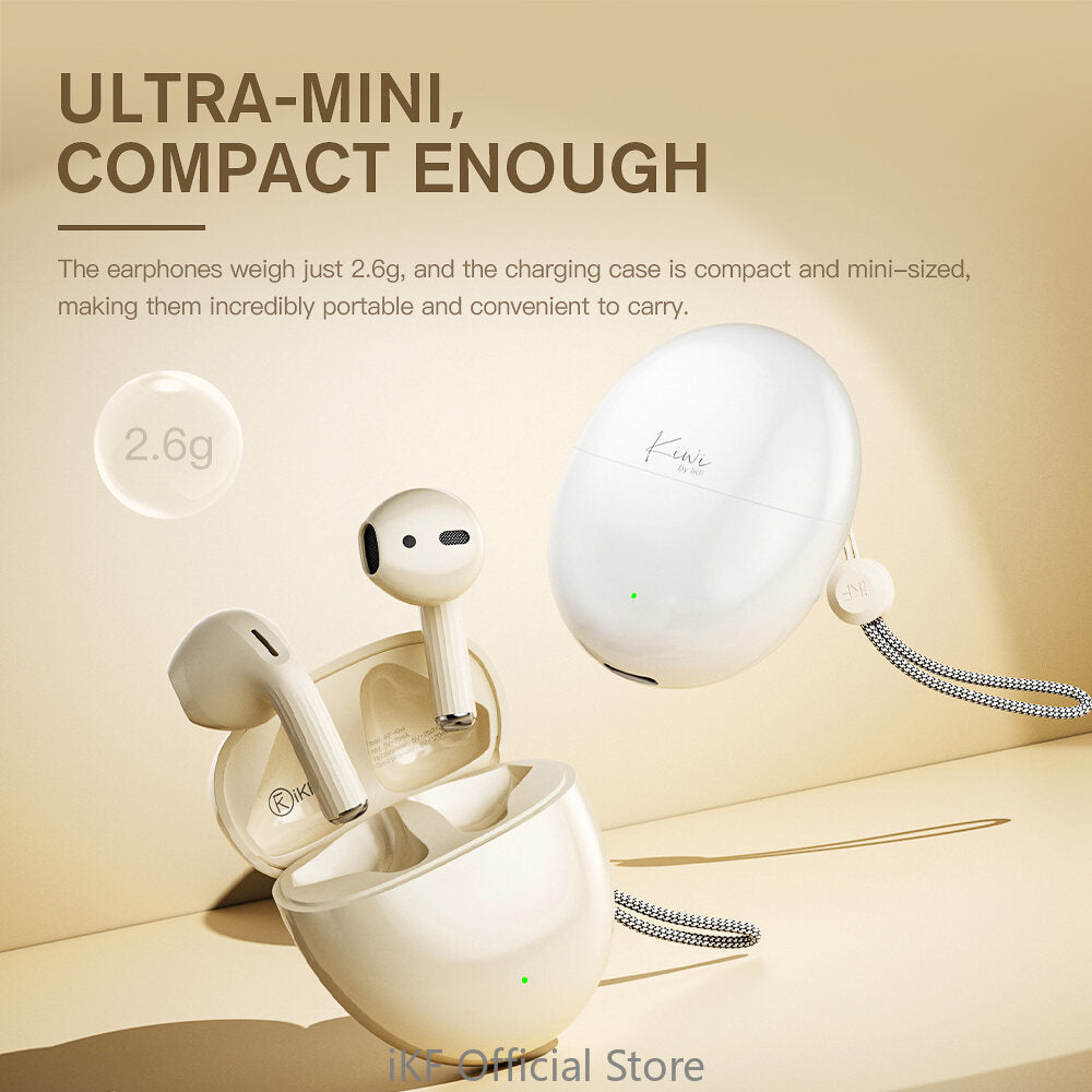 Auriculares inalámbricos iKF Kiwi Mini con Bluetooth, deportivos, con batería de 25 mAh y llamadas claras ENC. Auriculares semiinternos.