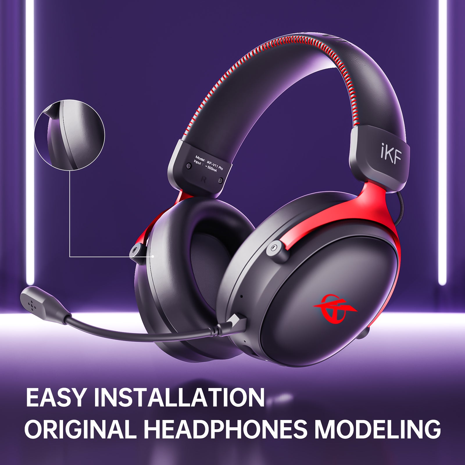 iKF V11 Pro High-end Headphones - Special Earmuffs Replaceable Ear Cushions. Soft Leather White and black.