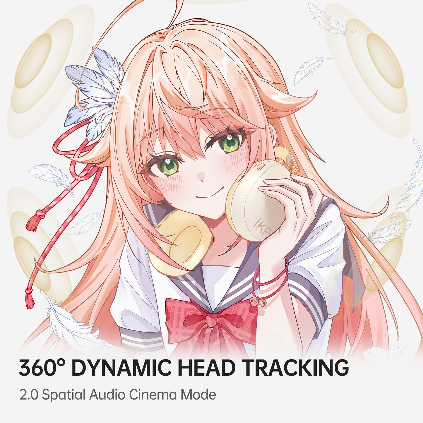 iKF Ling Wireless Bluetooth Headphones, Cartoon, Active Noise Reduction Headset, LDAC Hi-Res