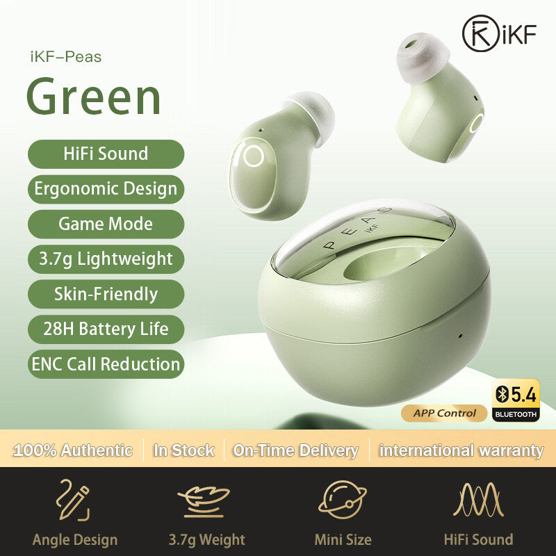 iKF Peas Wireless Earbuds Mini Earphones Bluetooth ENC Calling Reduction Game Sports 28H Playback