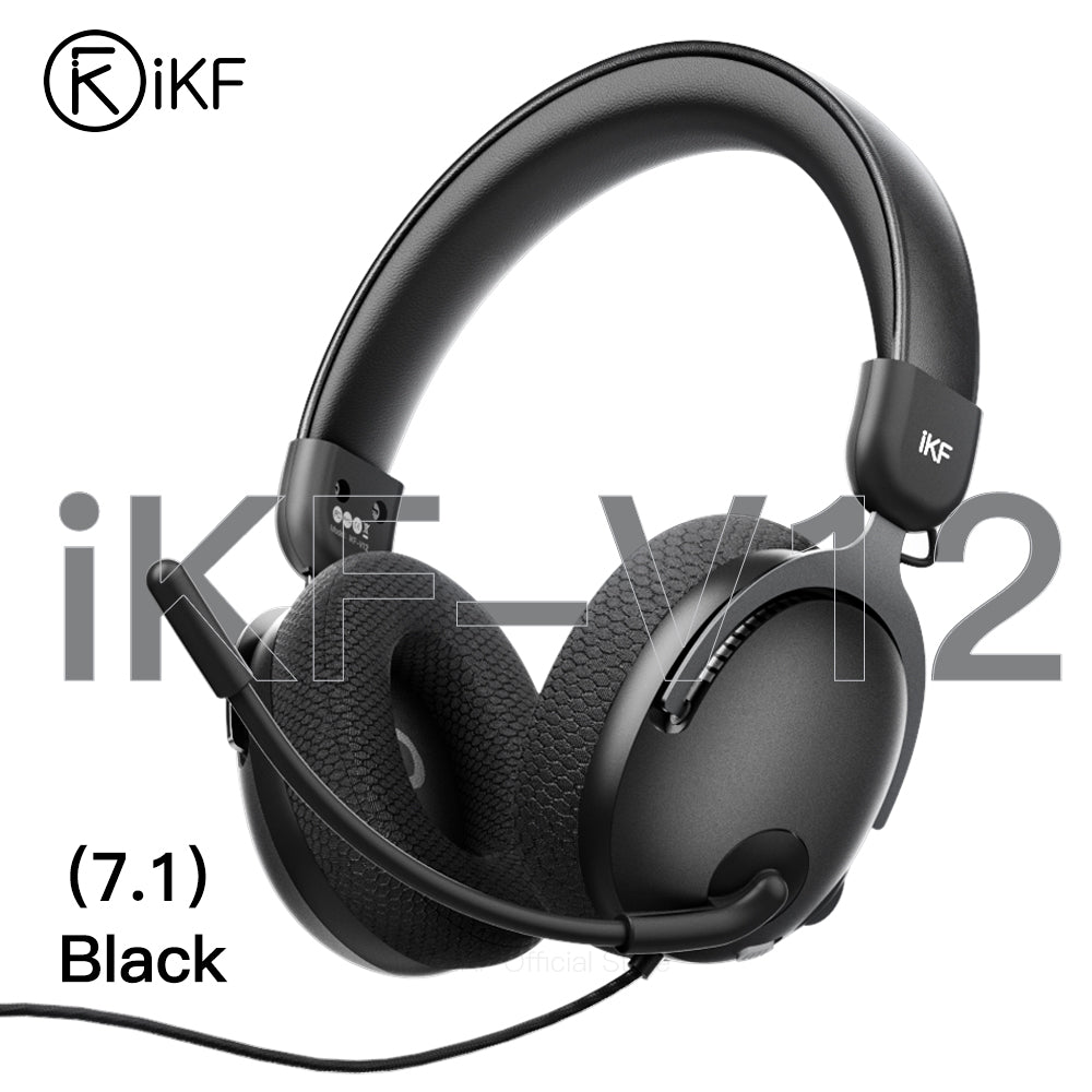 iKF V12 Gaming Headset Wired Over-Ear Headphones for 7.1 Surround Sound Compatible with Win/ PC