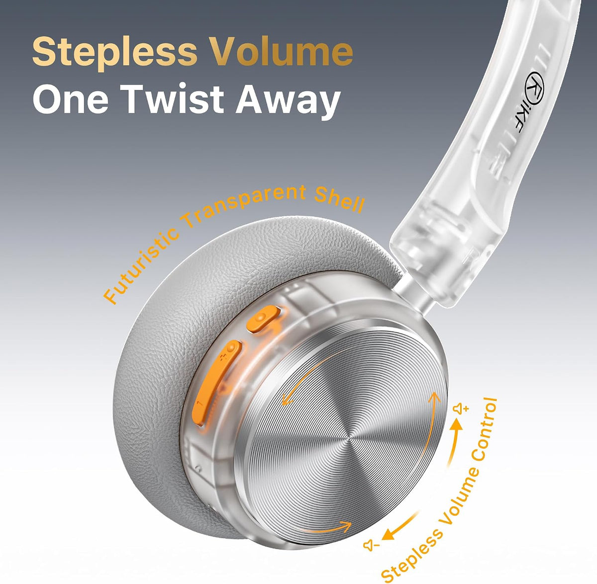 iKF R1 Explorer Clear Retro Wireless Bluetooth Headphones, 90H Playtime, Hi-Res Audio, Comfort Fit, ENC Call Noise Cancelling, Metal Design, 360° Spatial Sound, Dual Device Connect, Travel, Silver