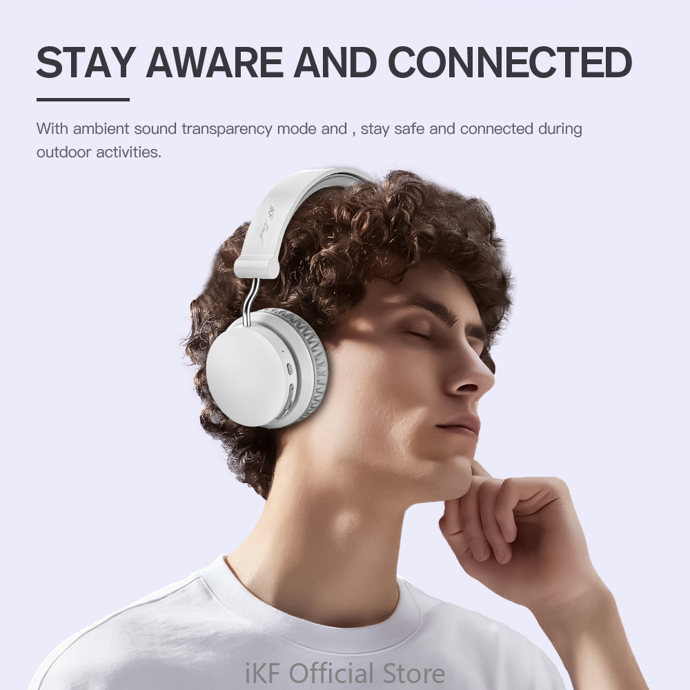 iKF Luck Over Ear Bluetooth Wireless Headphones HiFi Sound ,Listen to Music/Game Headsets with 55hrs Battery Life