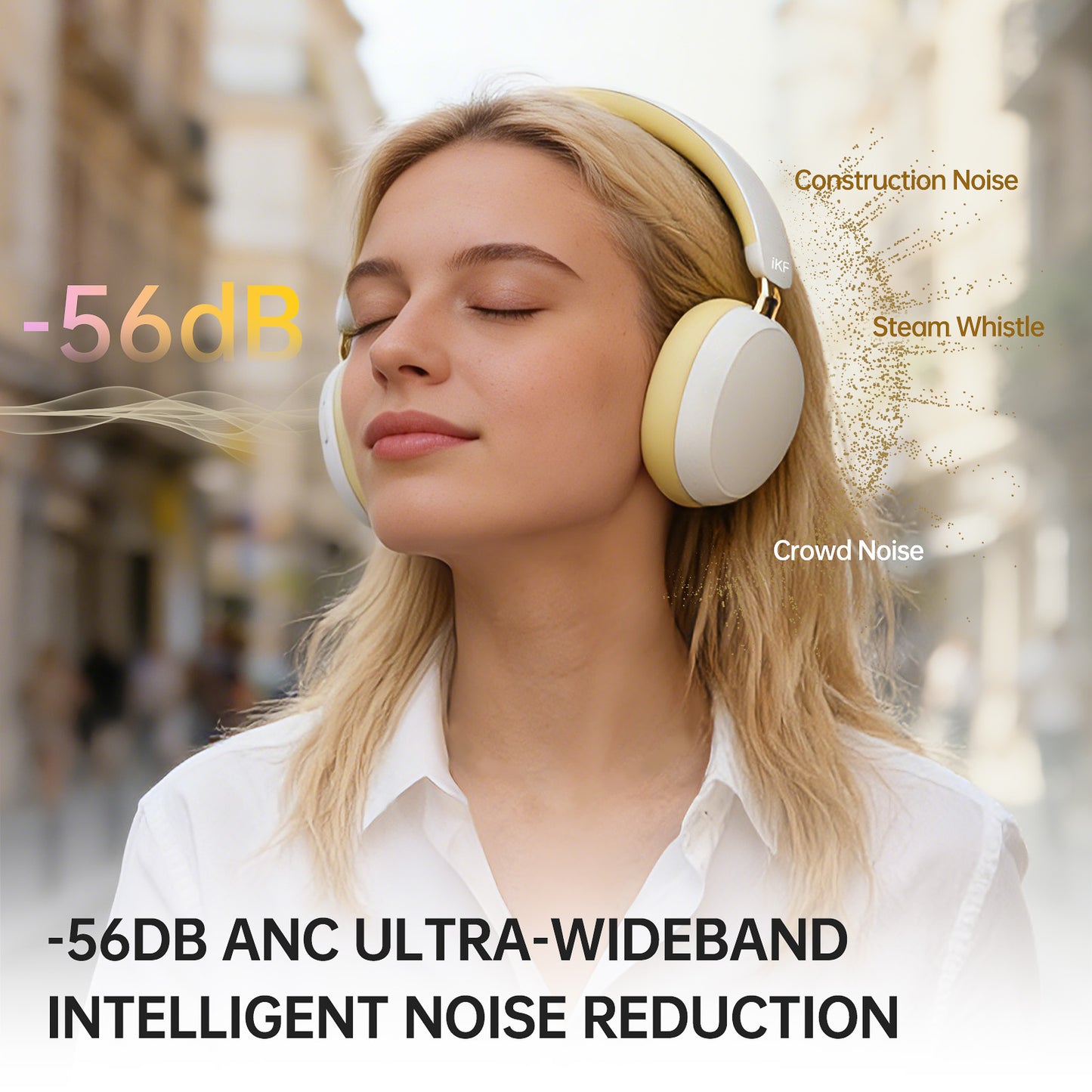 iKF Ling Wireless Bluetooth Headphones, Cartoon, Active Noise Reduction Headset, LDAC Hi-Res