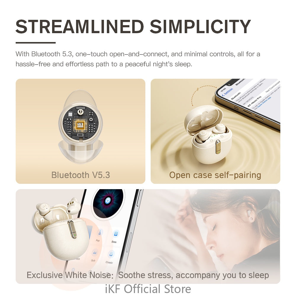 iKF Moon Pro Invisible Sleep  Wireless Earphones Noise Cancelling for Sleeping Quiet-Comfort Mini Sleep Bluetooth V5.3 Hidden Earbuds