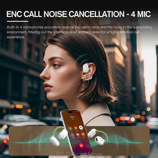 iKF F1 Open Ear True Wireless Earphones Bluetooth OWS Sport ENC Earbuds With Mic IP67 Waterproof HiFi Sound