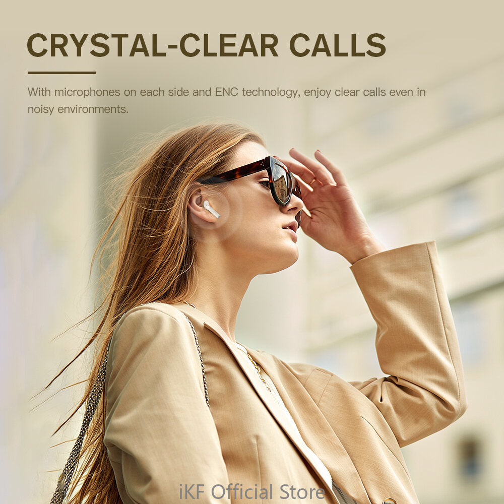 Auriculares inalámbricos iKF Kiwi Mini con Bluetooth, deportivos, con batería de 25 mAh y llamadas claras ENC. Auriculares semiinternos.