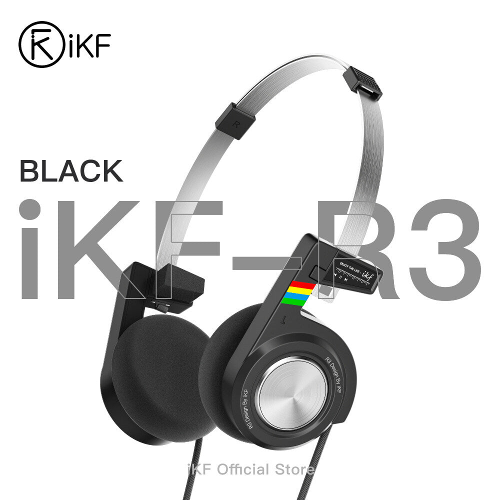 iKF R3 Retro On Ear Headphone Deep Bass Headset with Multipoint Mode,Lightweight and Foldable,Up to 60H Playtime,Bluetooth,Double-Device Connection,For Laptop/PC/Phone