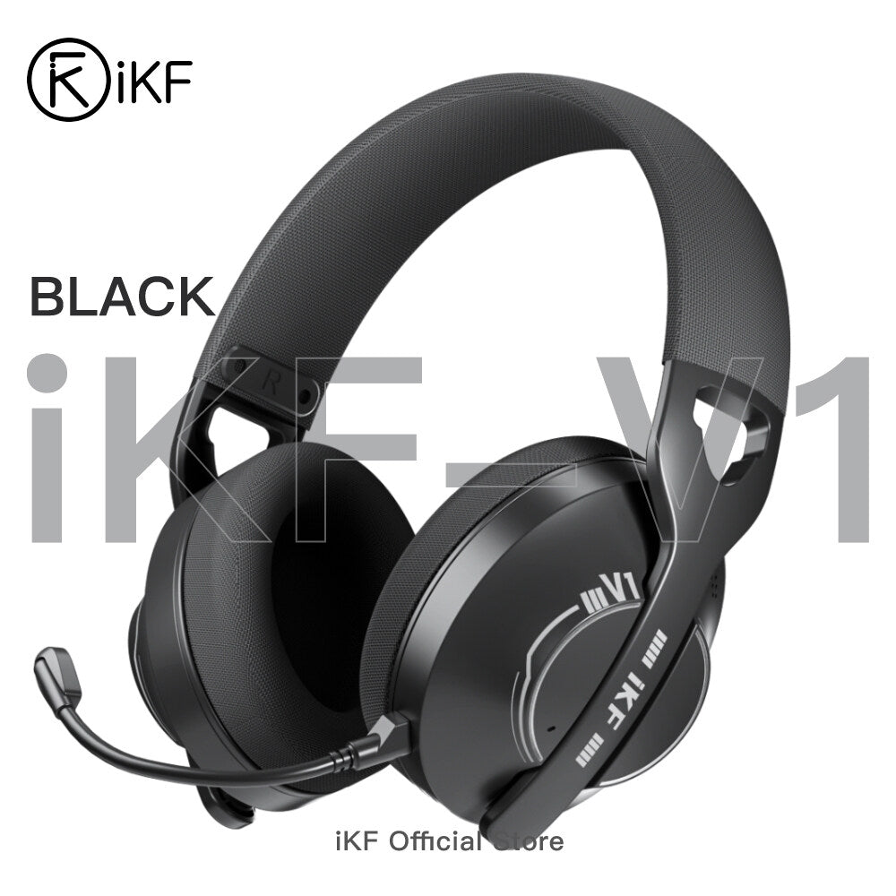 iKF V1 Wireless Headphones 2.4G Bluetooth Headset Gaming With Microphone 50H Playtime Deep Bass, iKF APP,Double Devices Connection for iOS/Android