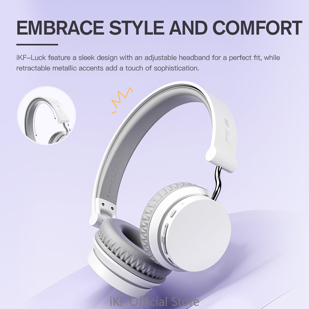 iKF Luck Over Ear Bluetooth Wireless Headphones HiFi Sound ,Listen to Music/Game Headsets with 55hrs Battery Life