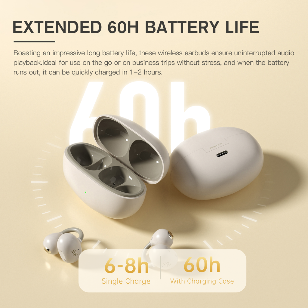 iKF Air Clip Open-Ear TWS Earbuds Wireless Air Conduction Earphones Sports Ear Clips ENC Calling Reducation DT6.0