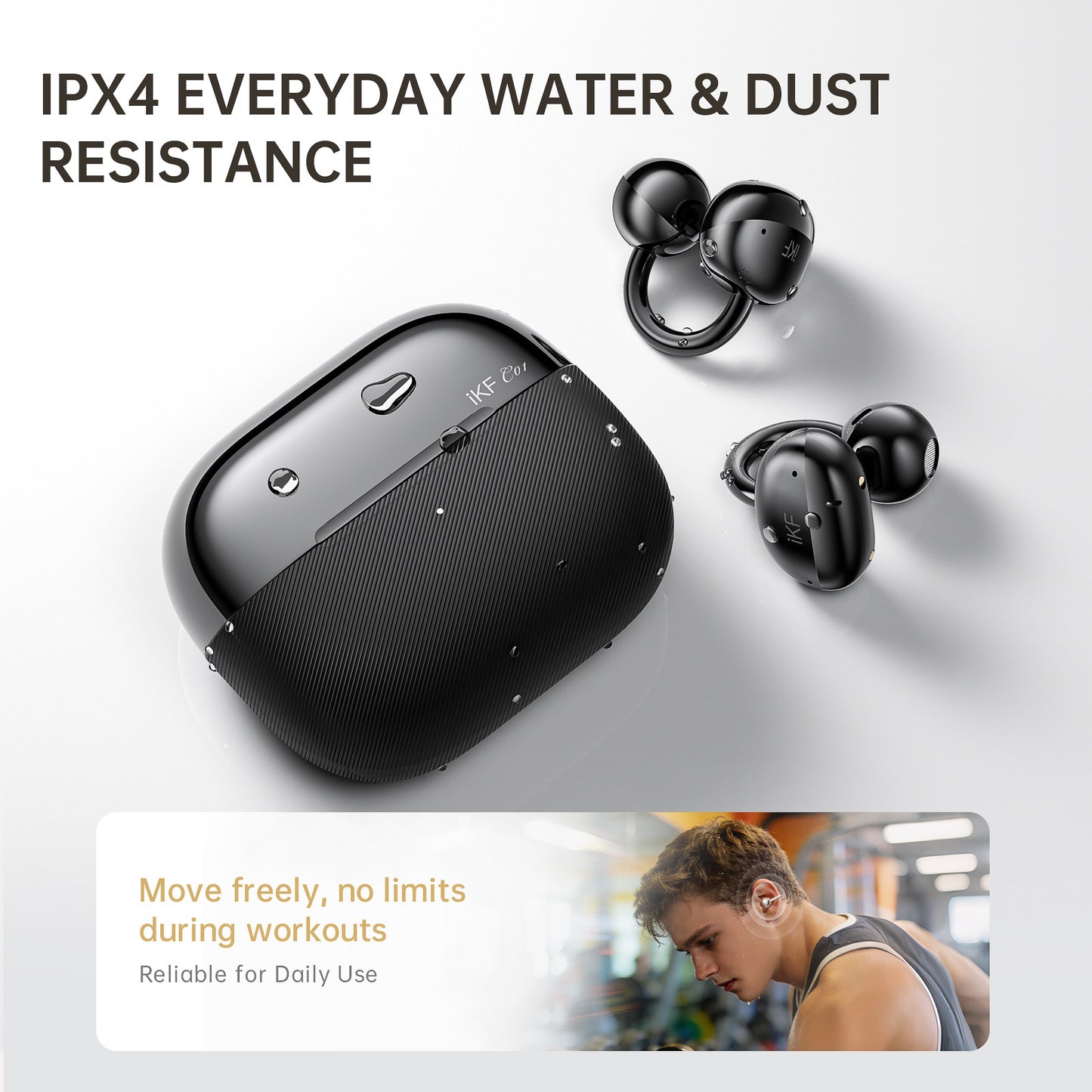 iKF C01 ワイヤレスイヤホン オープンイヤー Bluetoothイヤホン ステレオサウンド イヤーカフ型