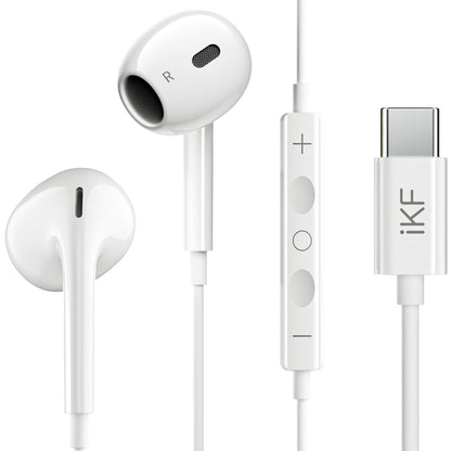 iKF-B1 Wired Earphones 3.5MM/Type-C Semi-in-Ear HiFi Sound Stereo  with For iOS /Android