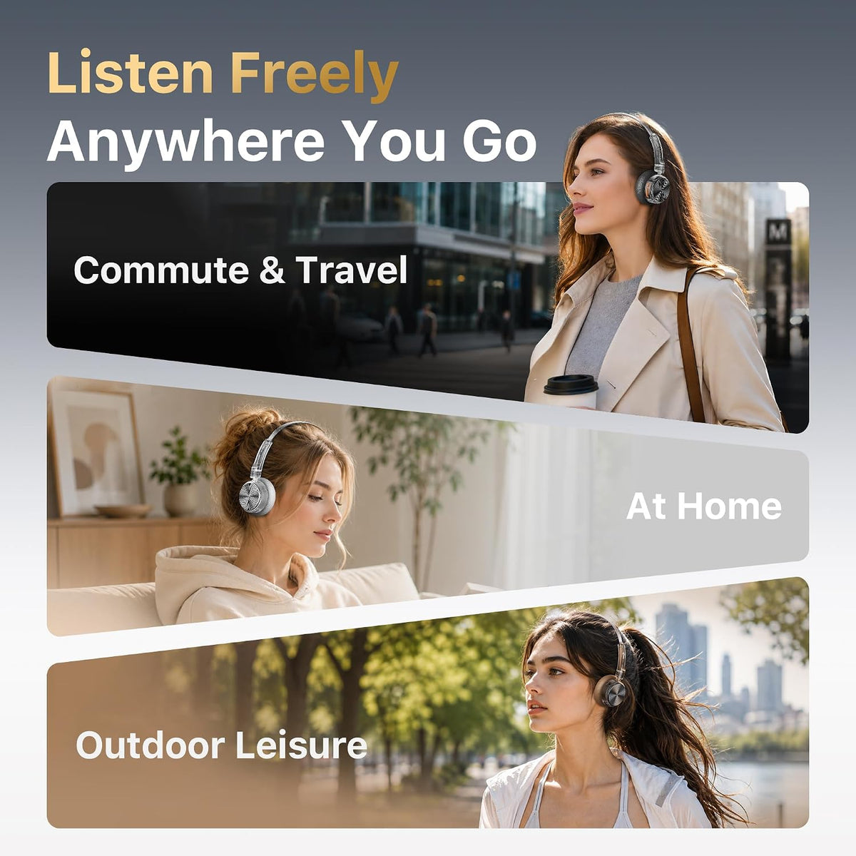 iKF R1 Explorer Clear Retro Wireless Bluetooth Headphones, 90H Playtime, Hi-Res Audio, Comfort Fit, ENC Call Noise Cancelling, Metal Design, 360° Spatial Sound, Dual Device Connect, Travel, Silver