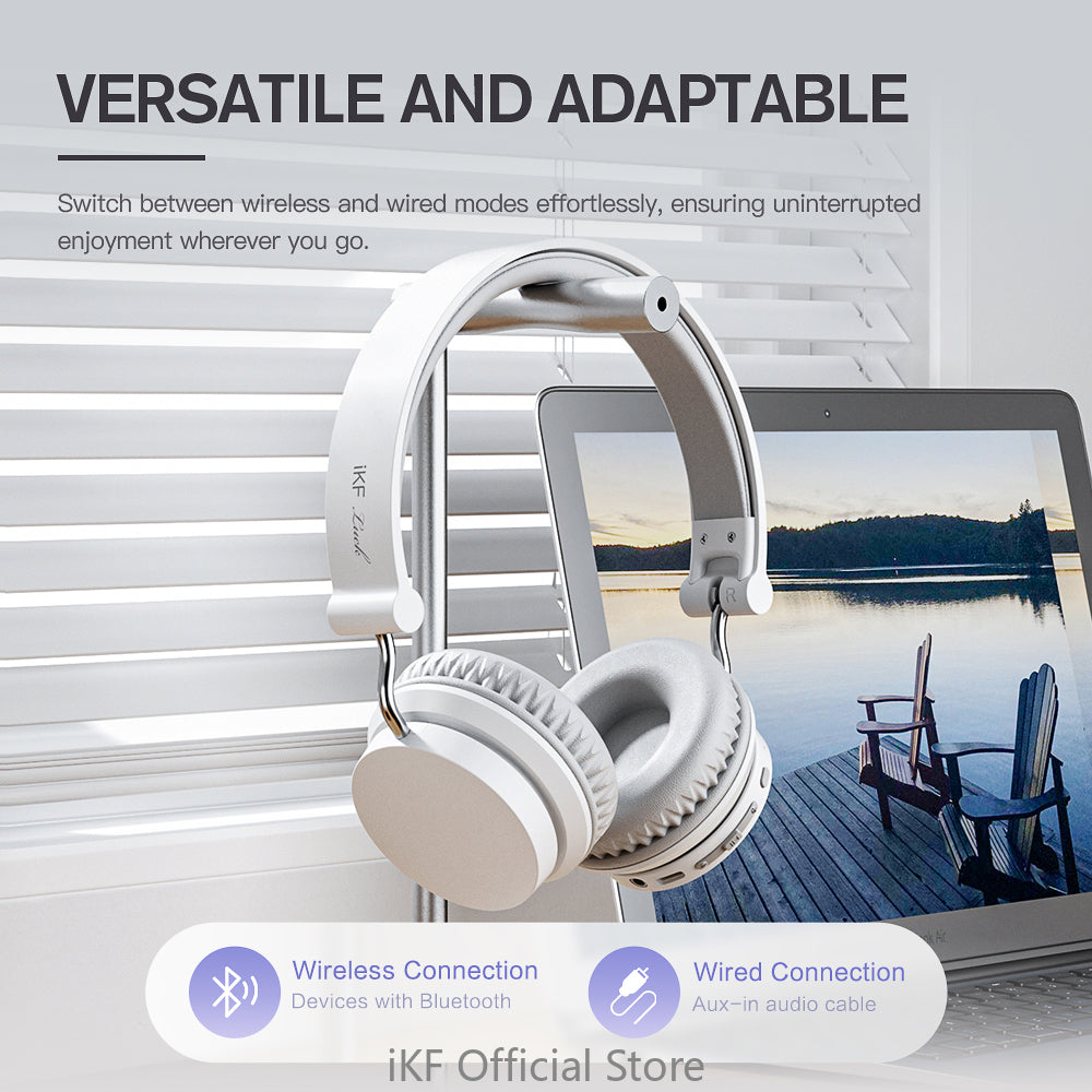 iKF Luck Over Ear Bluetooth Wireless Headphones HiFi Sound ,Listen to Music/Game Headsets with 55hrs Battery Life