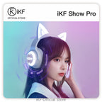iKF Show Pro Cat Headset Wireless Bluetooth Game Cute Girl Gaming Non-Sense Delay Custom Light Anime With Microphone Ultra-Long Battery Life Support Wired Connection iOS Android Game