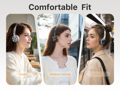 iKF R1 Explorer Clear Retro Wireless Bluetooth Headphones, 90H Playtime, Hi-Res Audio, Comfort Fit, ENC Call Noise Cancelling, Metal Design, 360° Spatial Sound, Dual Device Connect, Travel, Silver