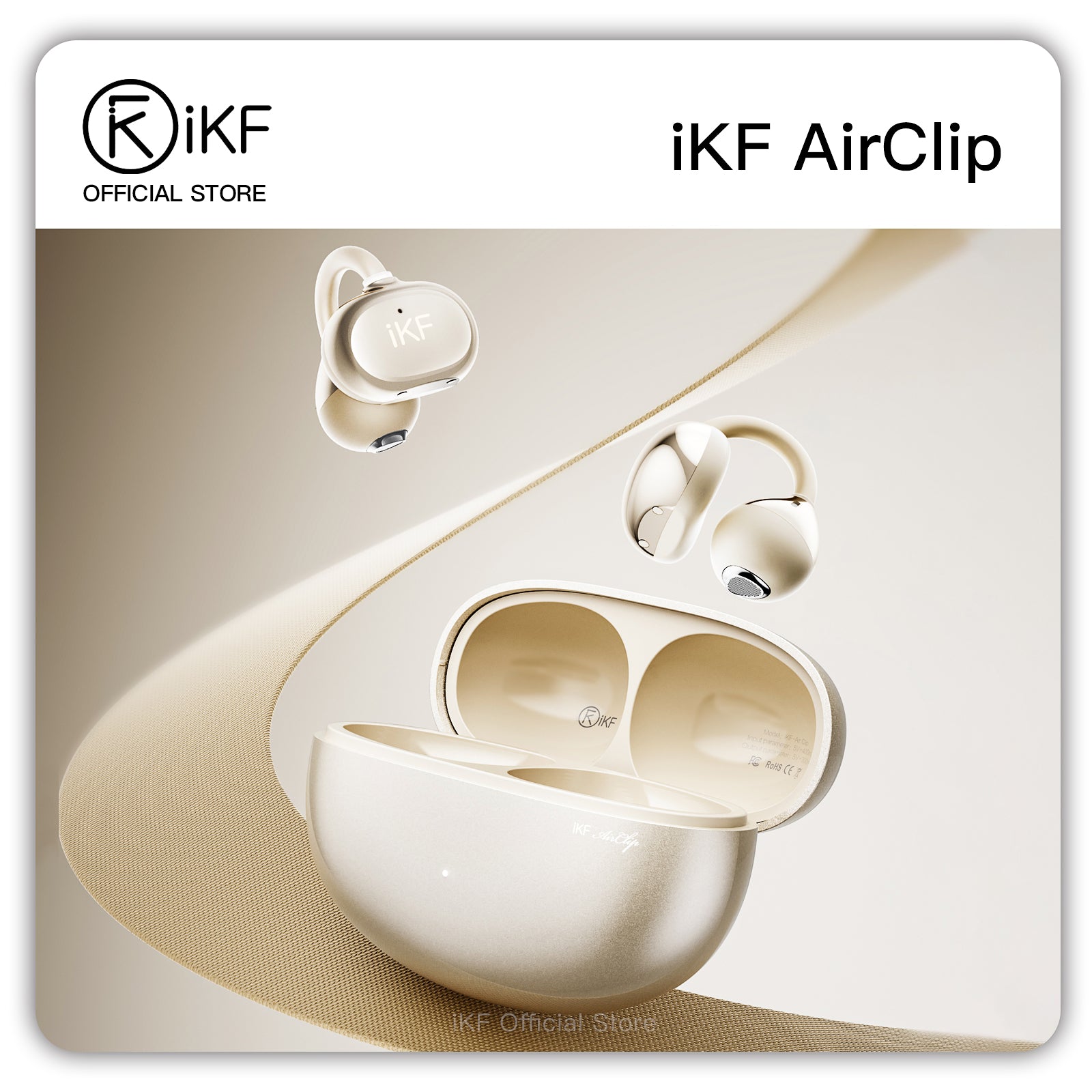 iKF Air Clip Wireless Bluetooth Earbuds Open Ear Earclip DS7.0 Leak Proof Stereo Sound For Sports/Workout iOS/Andriod