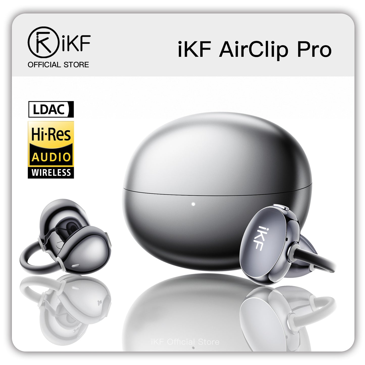 iKF AirClip Pro Open-Ear-Bluetooth-Ohrhörer mit Clip, LDAC, Spatial Audio, 60 Stunden Wiedergabezeit, geringer Latenz und Dual-Mikrofon-ENC