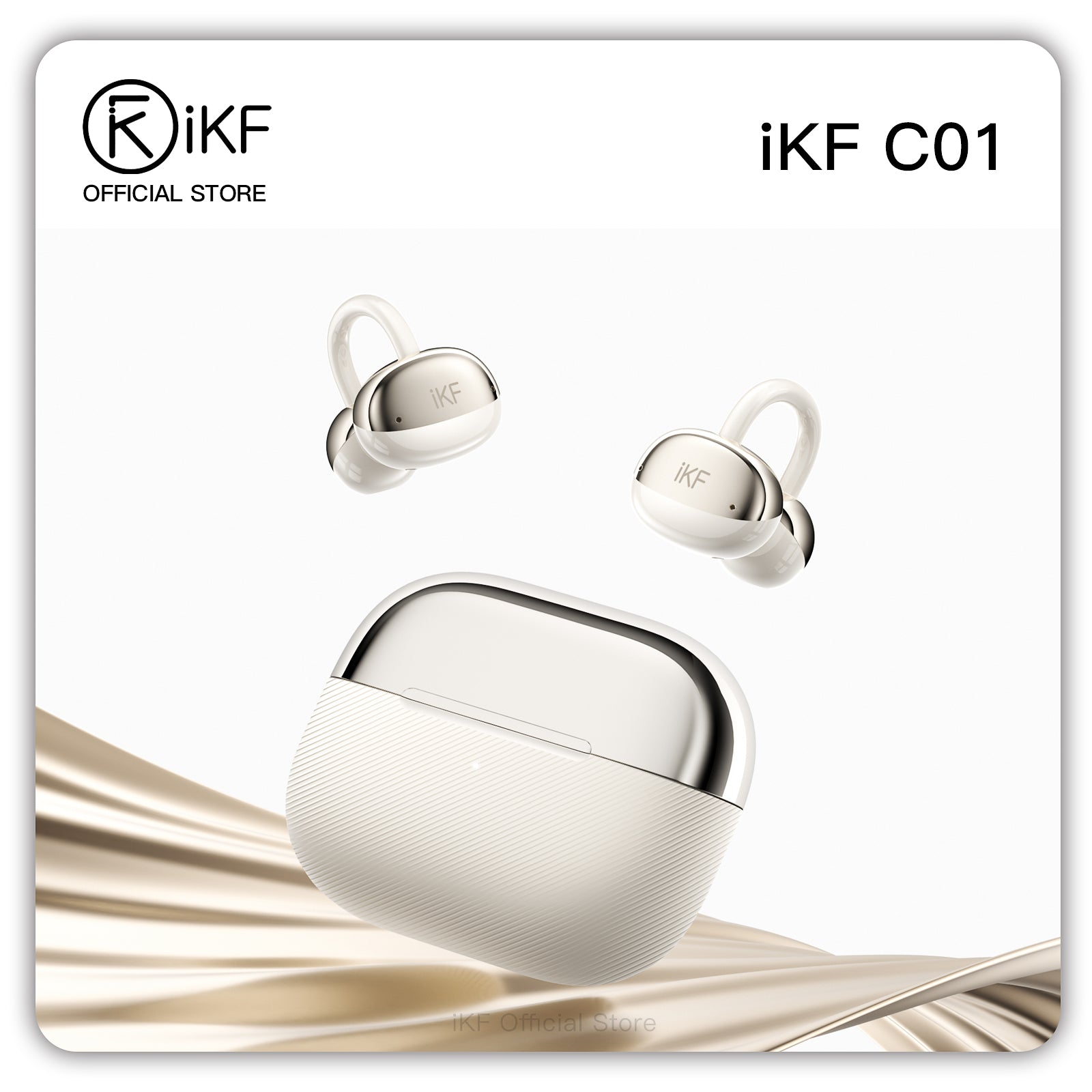 Auriculares inalámbricos iKF C01 de oído abierto con Bluetooth, sonido estéreo, clip para la oreja, batería de 48 h, IPX4, para entrenamiento y viajes.