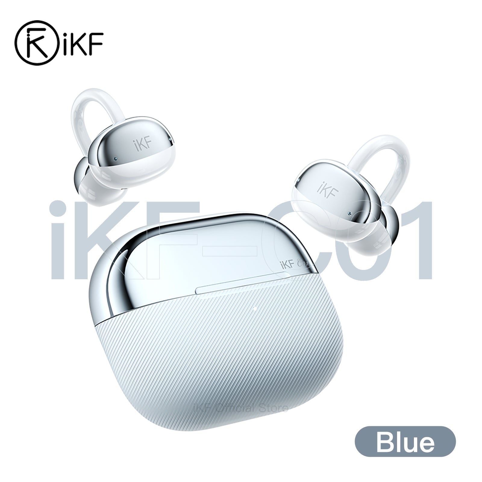 Auriculares inalámbricos iKF C01 de oído abierto con Bluetooth, sonido estéreo, clip para la oreja, batería de 48 h, IPX4, para entrenamiento y viajes.