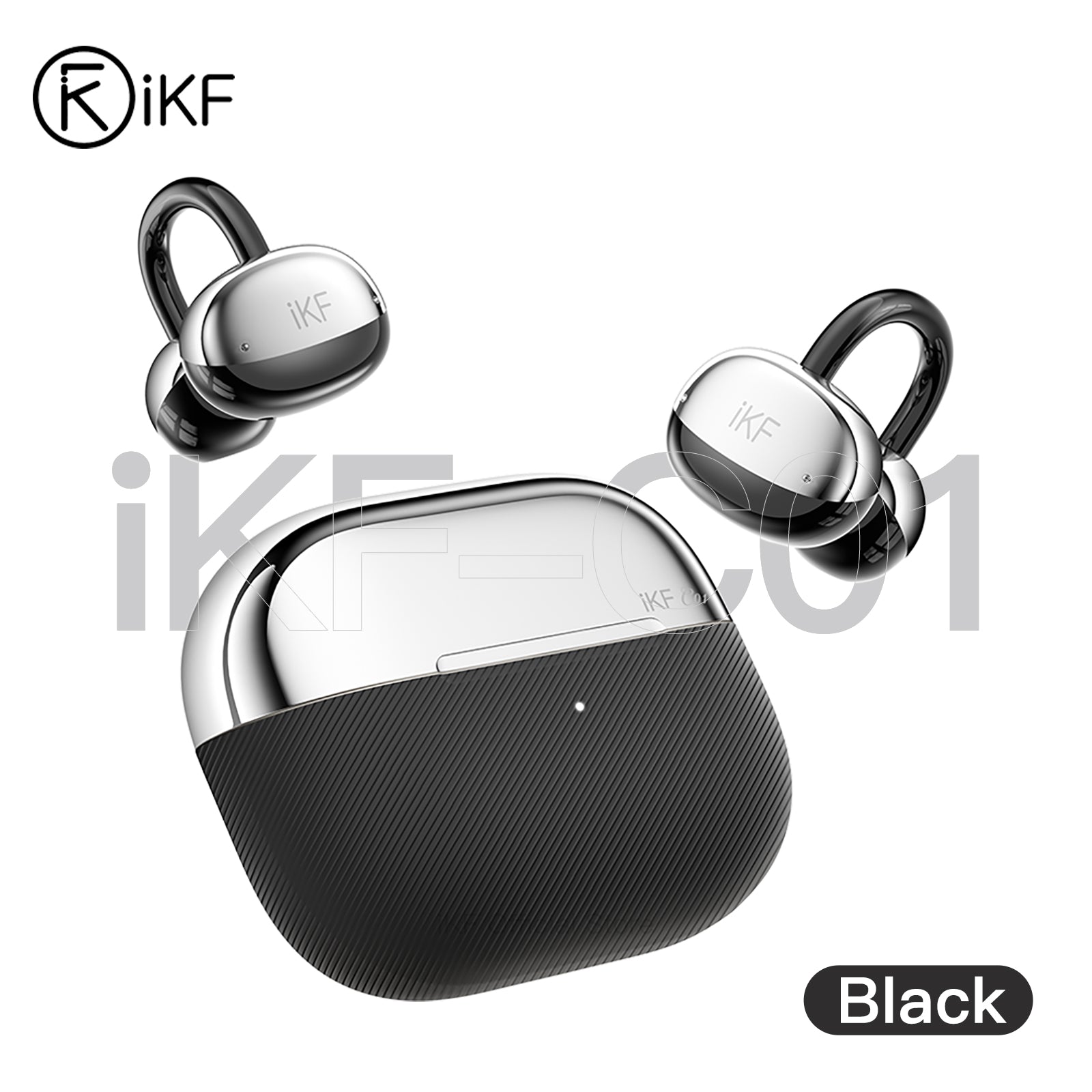 Auriculares inalámbricos iKF C01 de oído abierto con Bluetooth, sonido estéreo, clip para la oreja, batería de 48 h, IPX4, para entrenamiento y viajes.