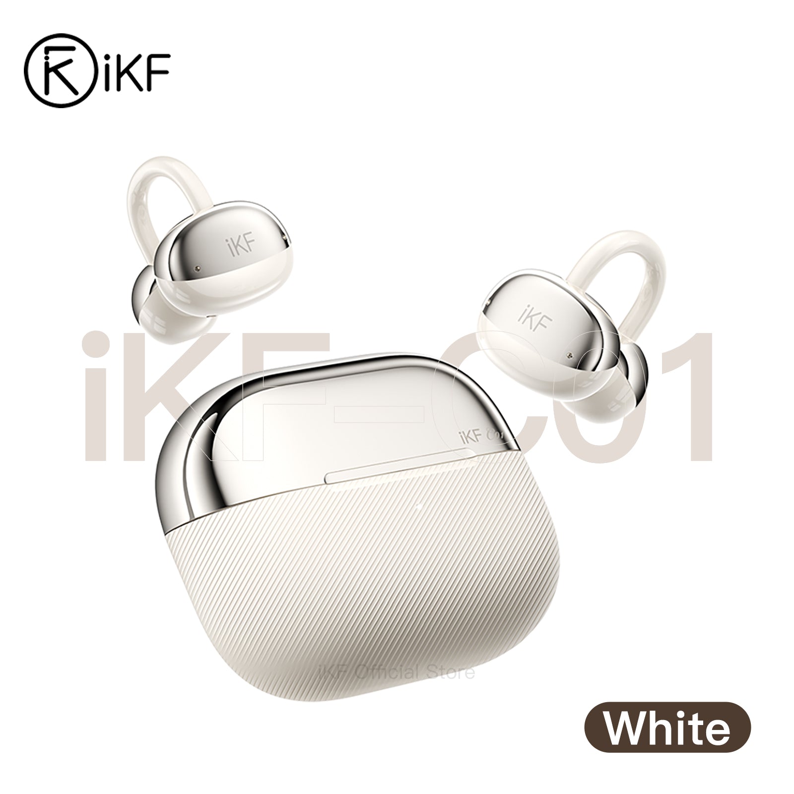 Auriculares inalámbricos iKF C01 de oído abierto con Bluetooth, sonido estéreo, clip para la oreja, batería de 48 h, IPX4, para entrenamiento y viajes.