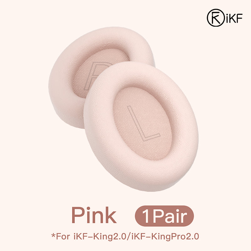 Earmuffs For iKF King/iKF King Pro Headphones Original Easy Replacement Soft Leather Off white Pink Black also for T2 Headphones