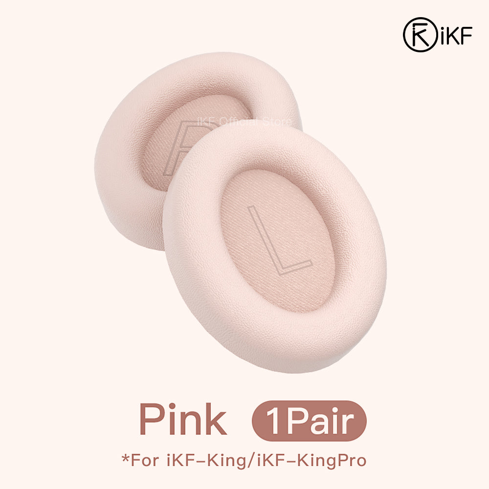 Earmuffs For iKF King/iKF King Pro Headphones Original Easy Replacement Soft Leather Off white Pink Black also for T2 Headphones