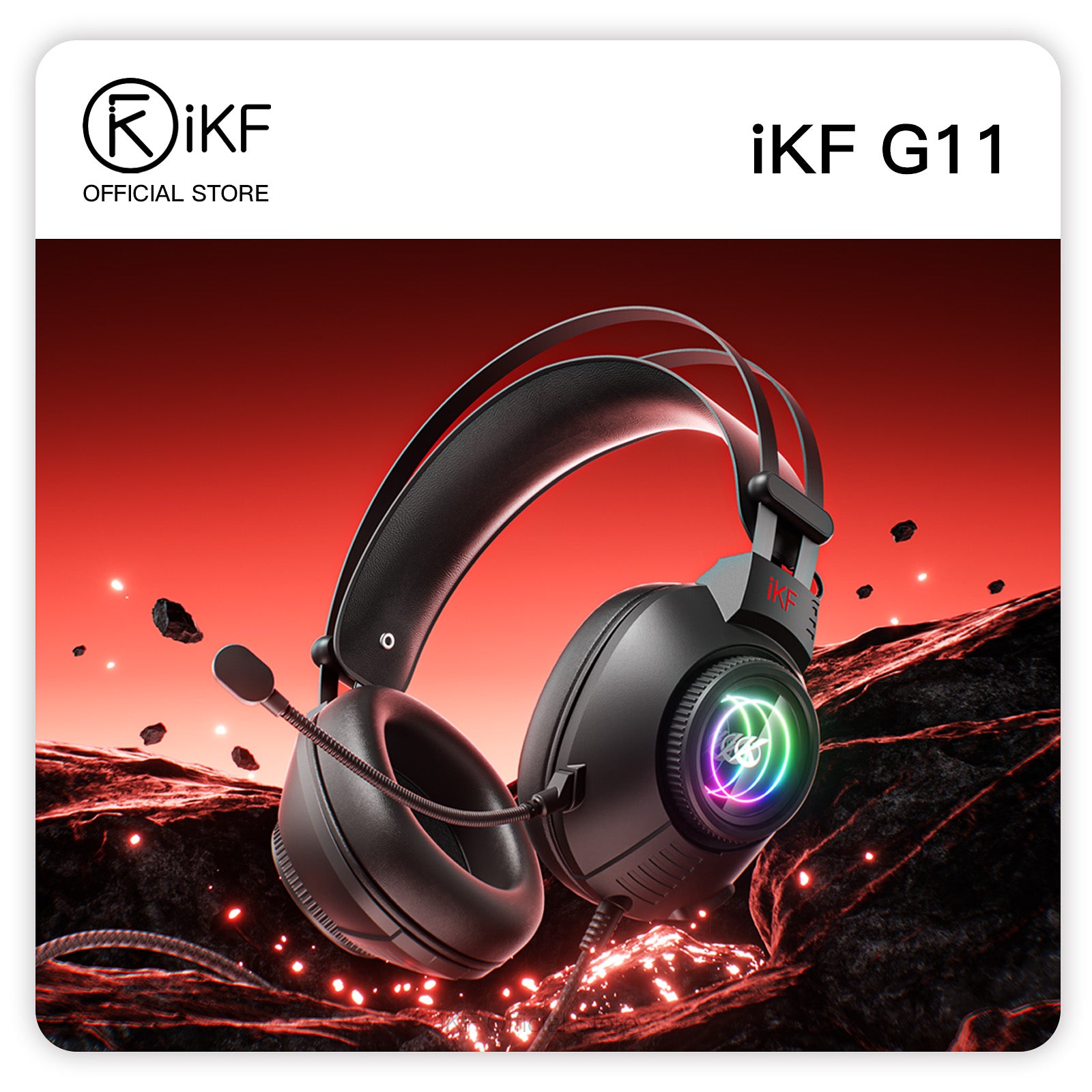 iKF G11 Wired Headphones Gaming Headset 7.1 Surround Sound Effect 3.5mm USB with Mic