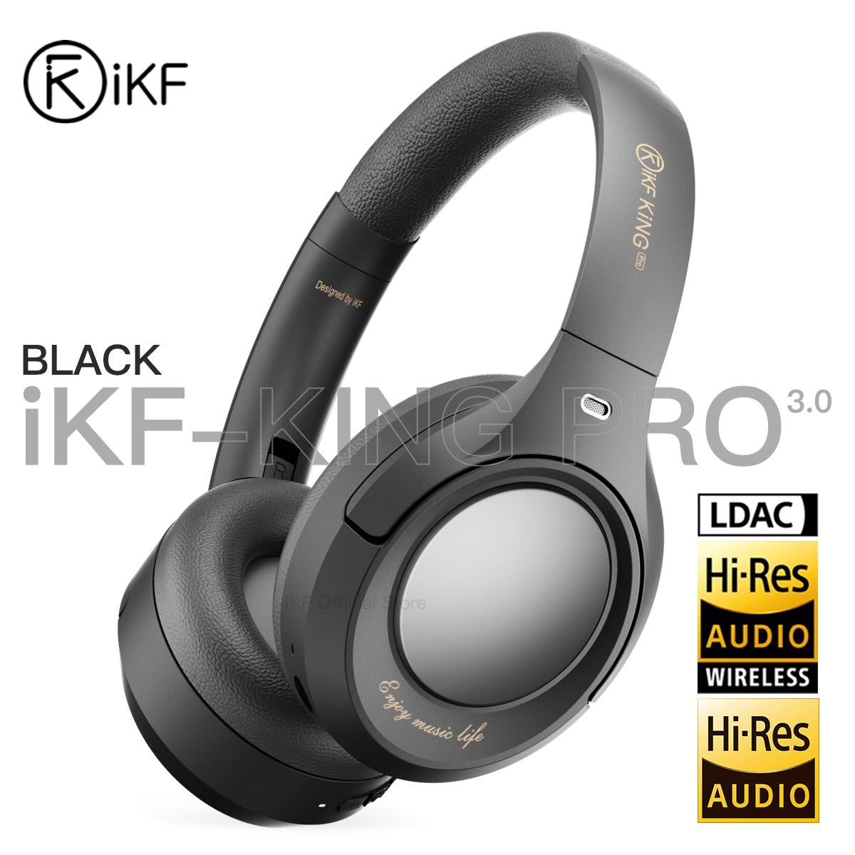 iKF King Pro Active Noise Cancelling Bluetooth Wireless Headphones Hi-Res Audio Normal Battery Life Mode 170H 38ms Low Latency Mode