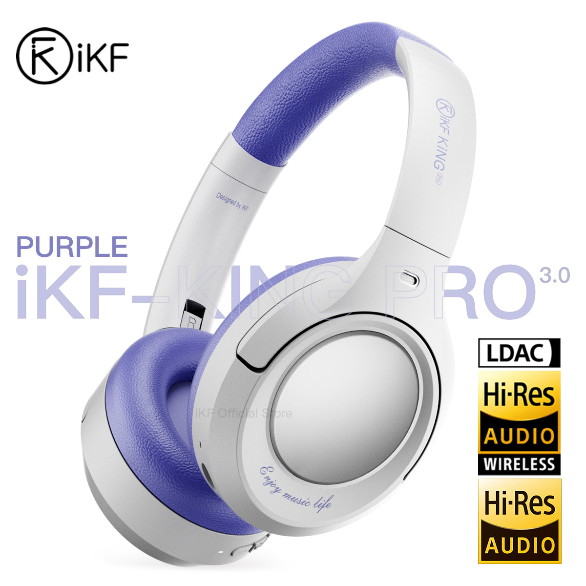 iKF King Pro Active Noise Cancelling Wireless Bluetooth Headphones Power Bass Wired Headset