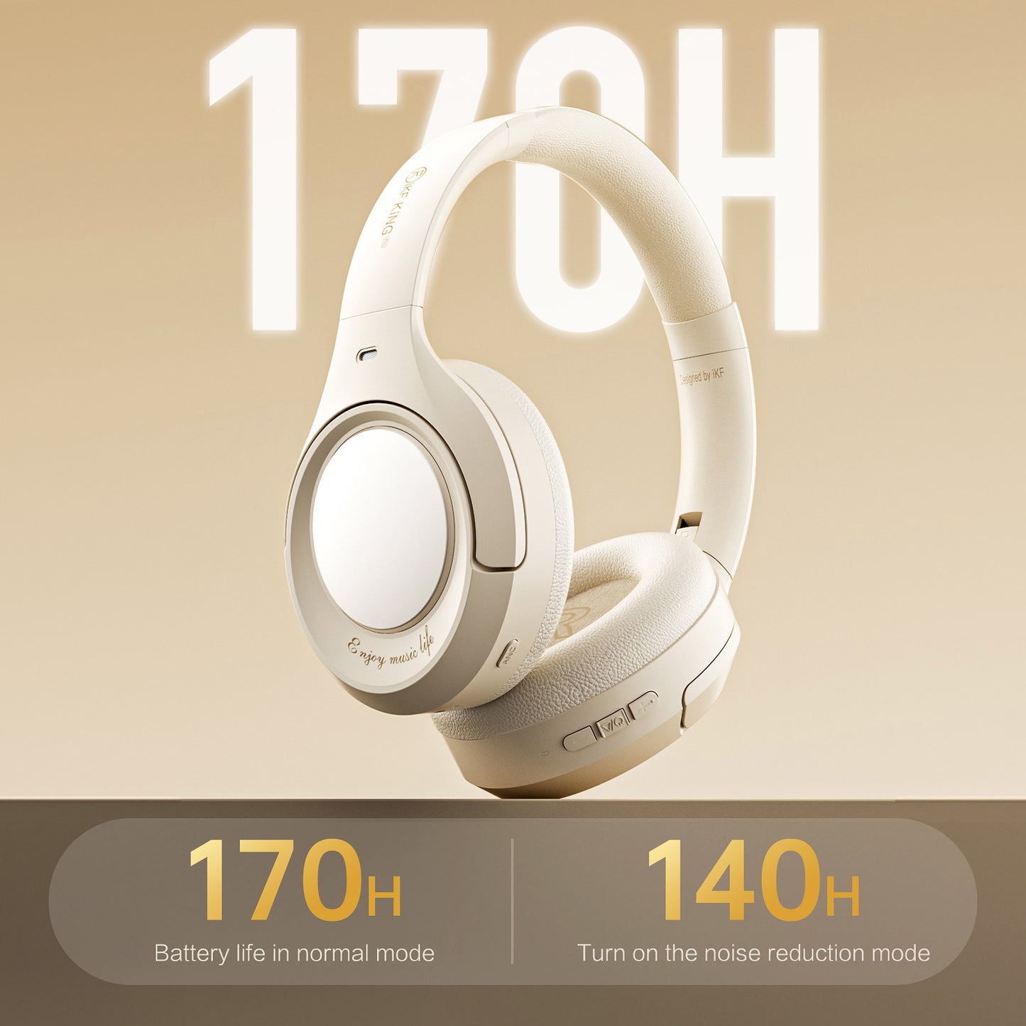 iKF King Pro 3.0 Active Noise Cancelling Bluetooth Wireless Headphones Hi-Res Audio Normal Battery Life Mode 170H 38ms Low Latency Mode
