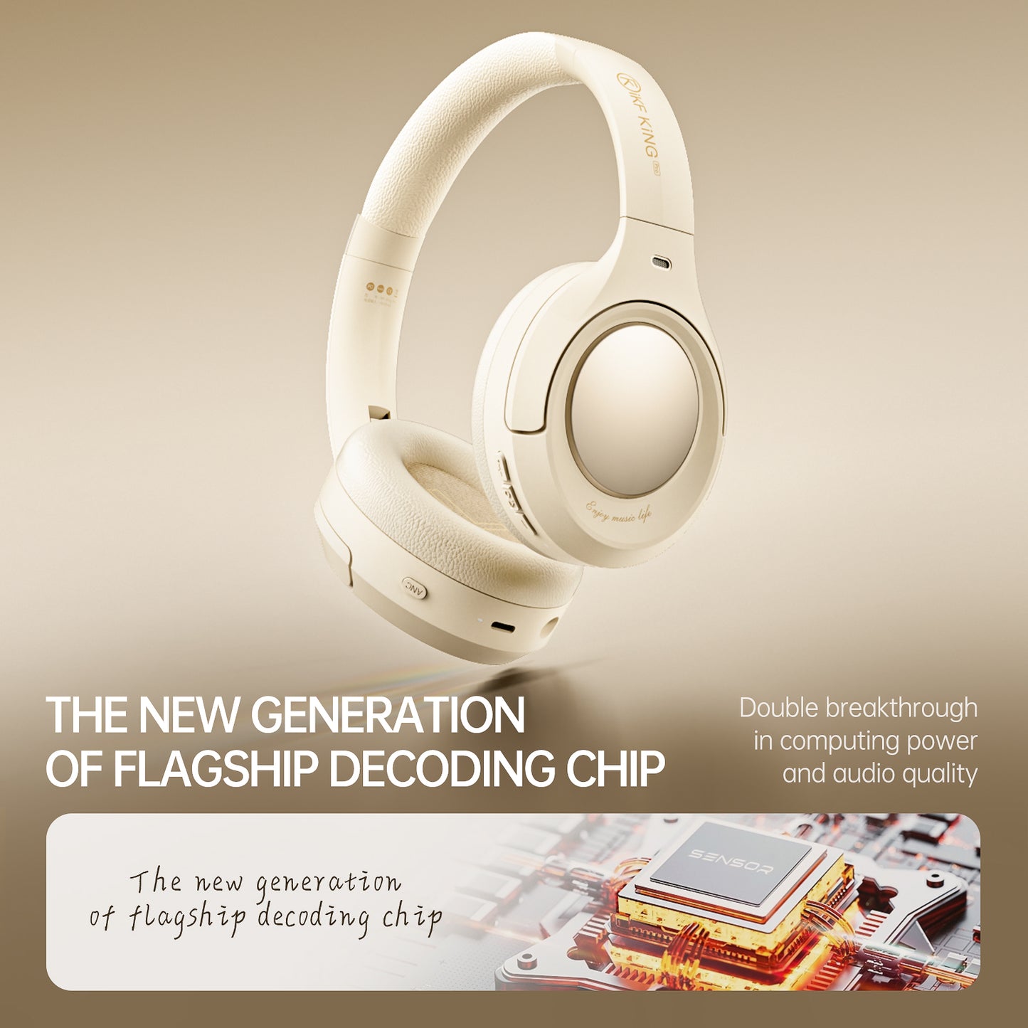 iKF King Pro 3.0 Active Noise Cancelling Bluetooth Wireless Headphones Hi-Res Audio Normal Battery Life Mode 170H 38ms Low Latency Mode