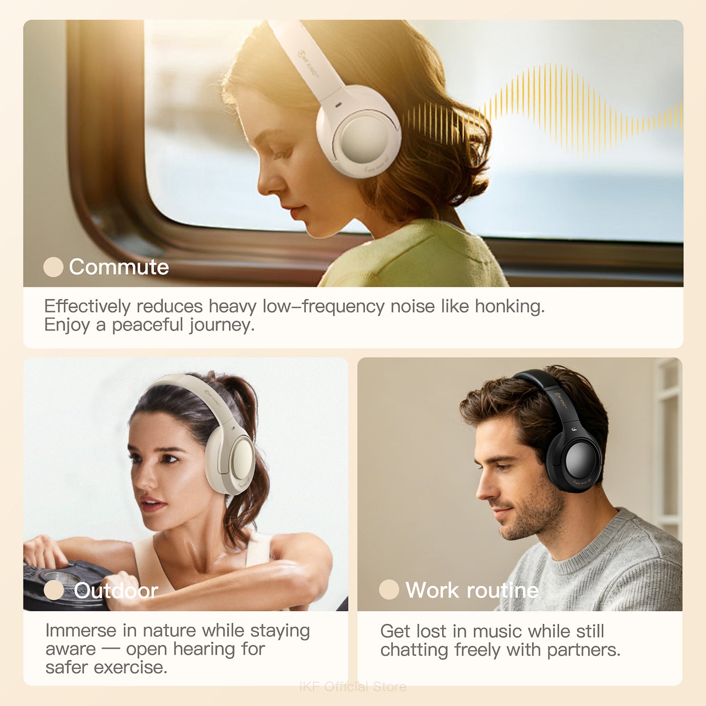 iKF King Pro Wireless Bluetooth Headphones Active Noise Cancelling, Hi-Res Audio