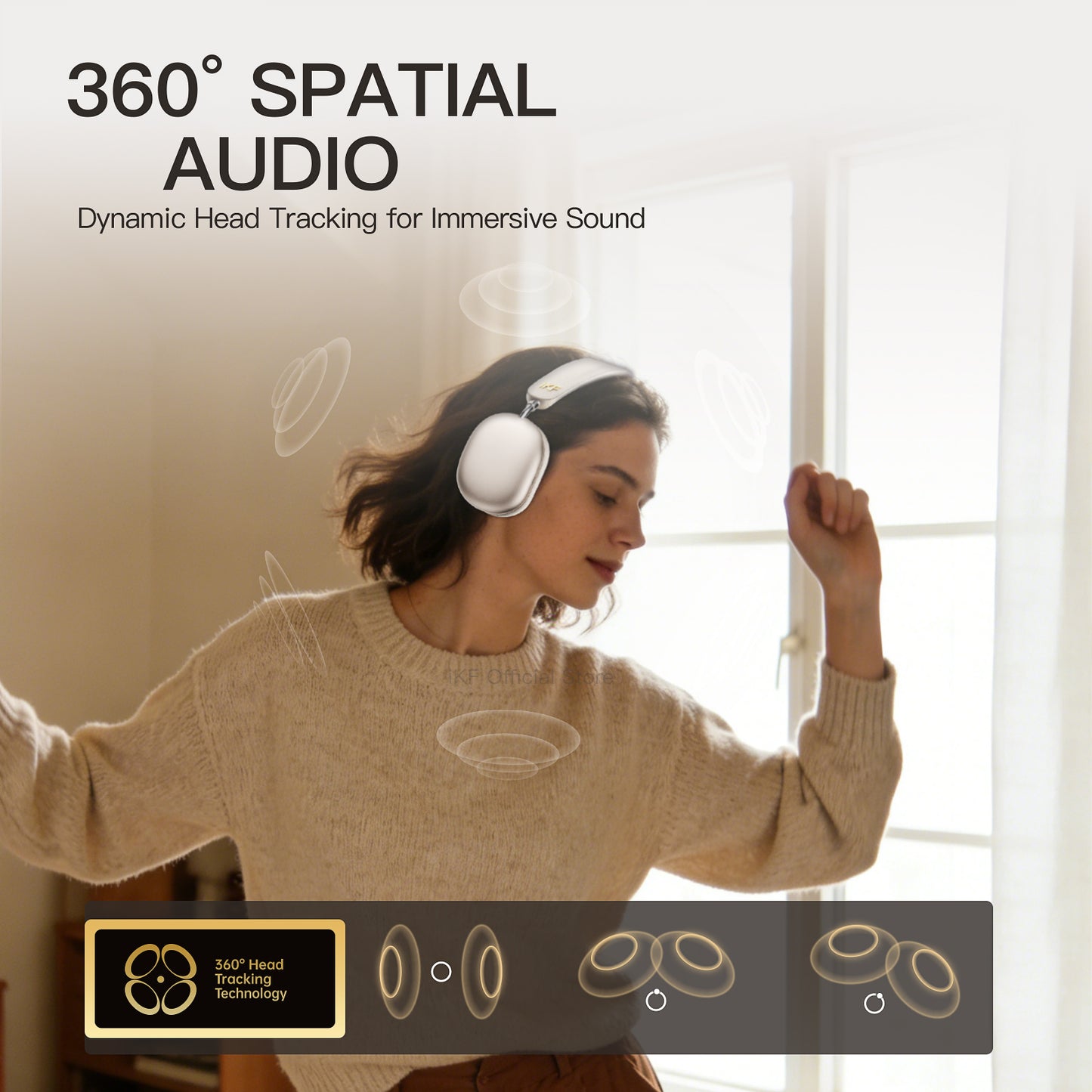 iKF Mars Over-Ear Bluetooth-Kopfhörer, Quad-Treiber-HiFi-Sound, LDAC Hi-Res kabellos & kabelgebunden, Geräuschunterdrückung, Spatial Audio, 140 Stunden Wiedergabezeit 