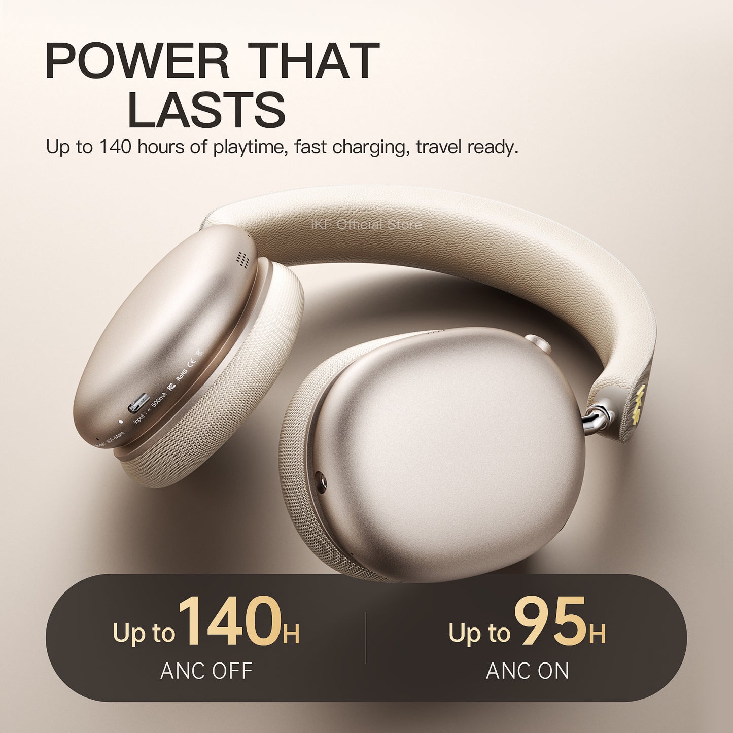 iKF Mars Over-Ear Bluetooth-Kopfhörer, Quad-Treiber-HiFi-Sound, LDAC Hi-Res kabellos & kabelgebunden, Geräuschunterdrückung, Spatial Audio, 140 Stunden Wiedergabezeit 