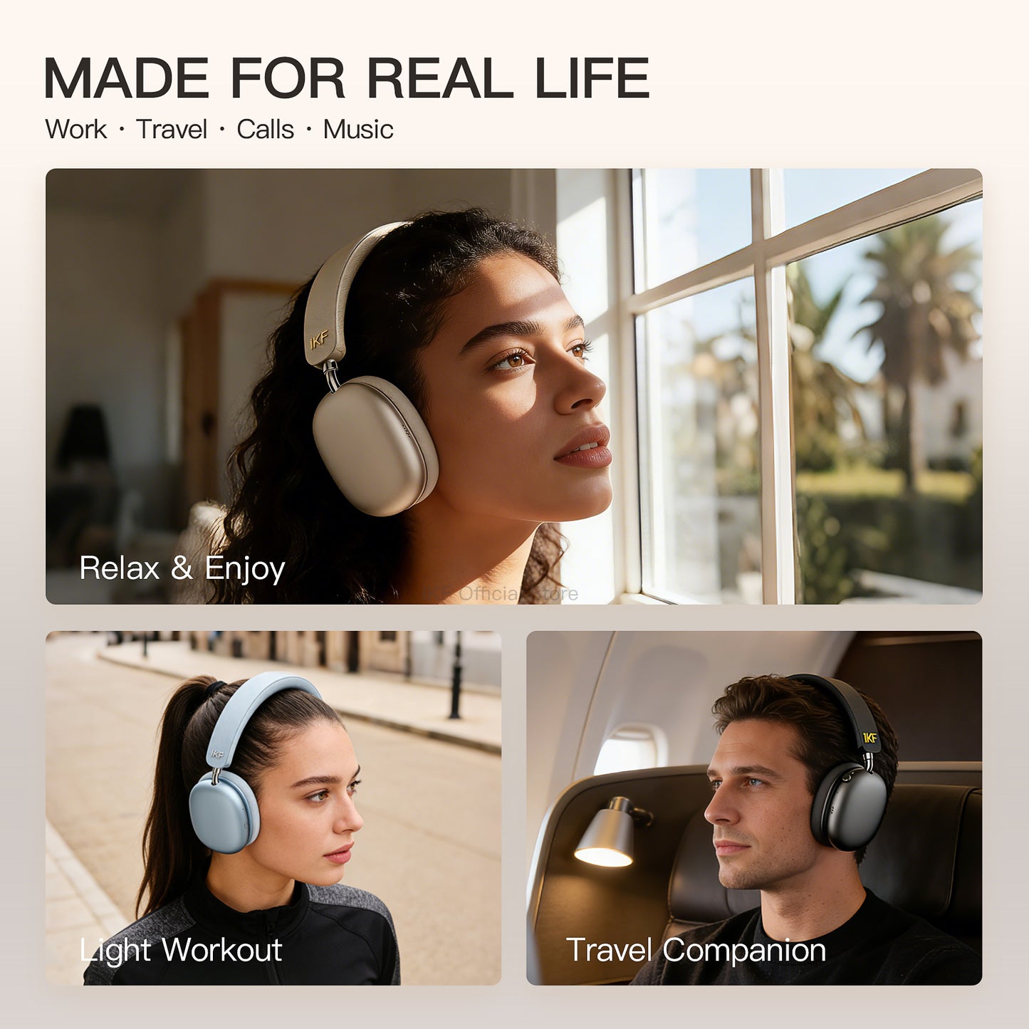 iKF Mars Over-Ear Bluetooth-Kopfhörer, Quad-Treiber-HiFi-Sound, LDAC Hi-Res kabellos & kabelgebunden, Geräuschunterdrückung, Spatial Audio, 140 Stunden Wiedergabezeit 