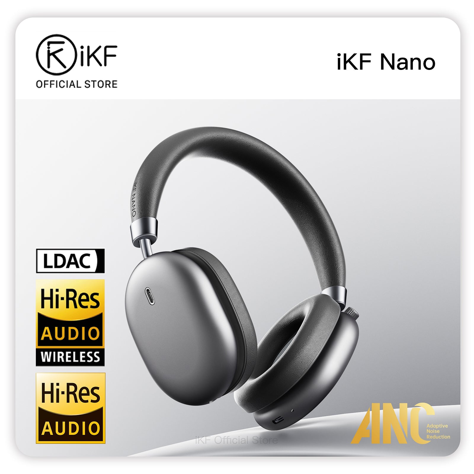 iKF Nano Wireless Bluetooth Headphones Active Noise Cancelling, Hi-Res Sound,  Spatial Audio